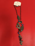 Collier vintage BLEU TURQUOISE pendentifs noirs, deadstock fantaisie moderne