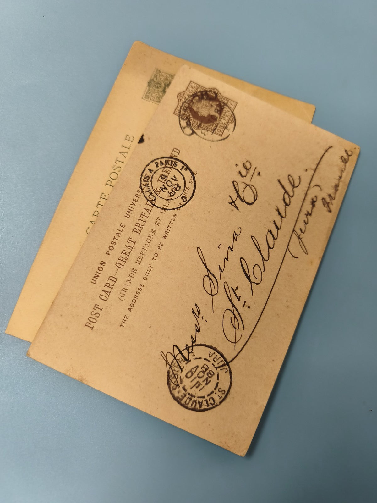 Ancienne carte postale fin XIXe Belgique philatélie timbrée écriture vintage