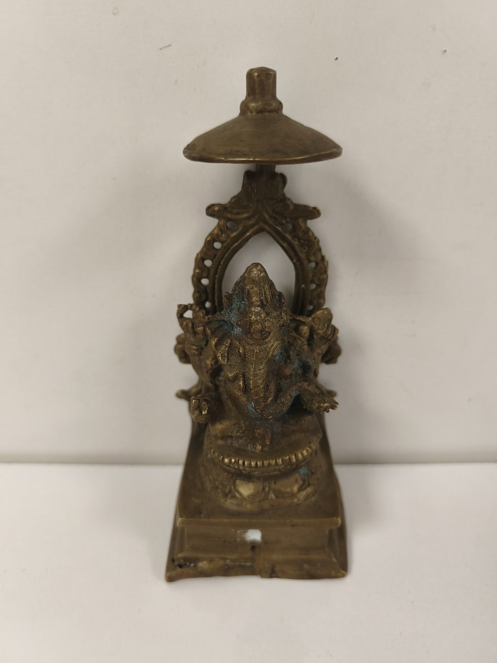 Ancienne statue Ganesh en bronze, style indien, patine d'époque, objet de collec