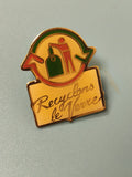 Vintage pin's recyclons le verre écologie, badge ancien tri sélectif vert jaune