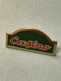 Vintage pin's casino vert doré ancien collection badge jeu rétro