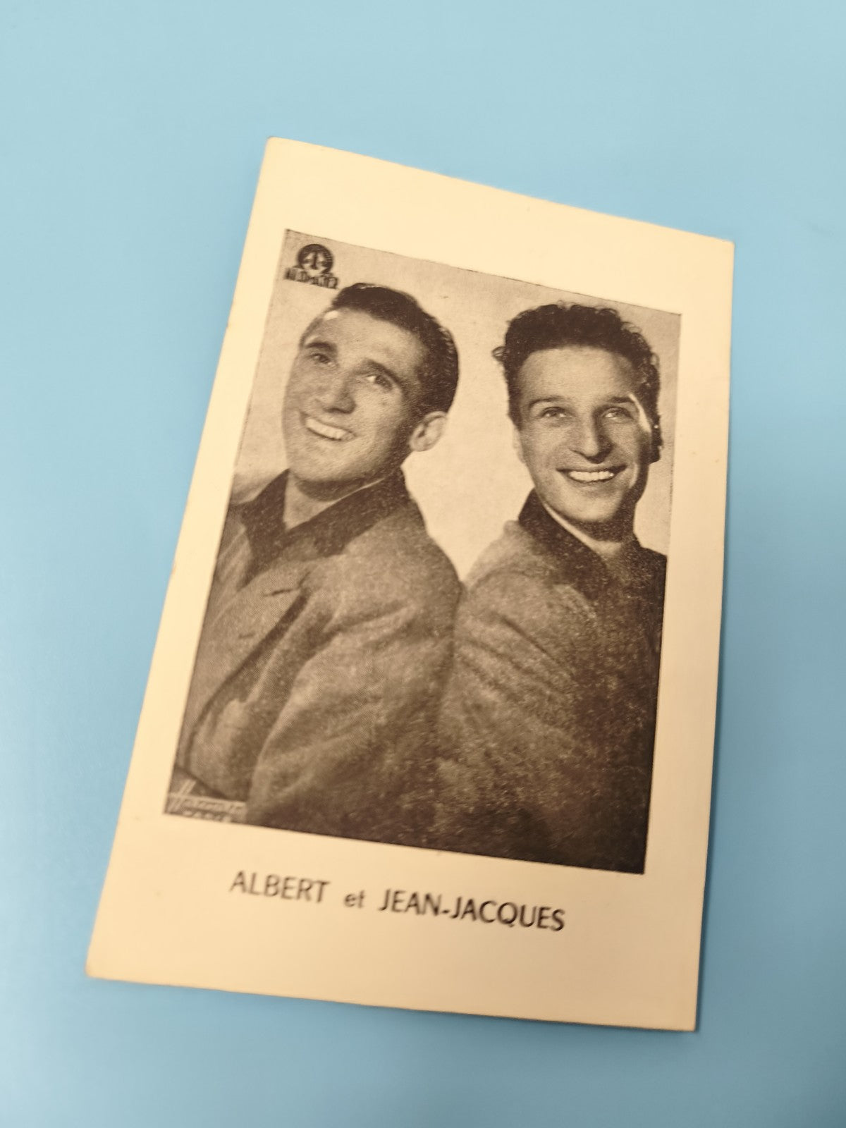 Photo ancienne Albert et Jean-Jacques duo, portrait vintage, noir et blanc