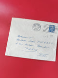 Enveloppe philatélie oblitérée Reims 1947 timbre bleu France Paris