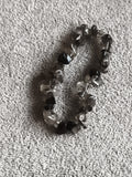 Bracelet pierres naturelles noir gris, perles irrégulières, élastique