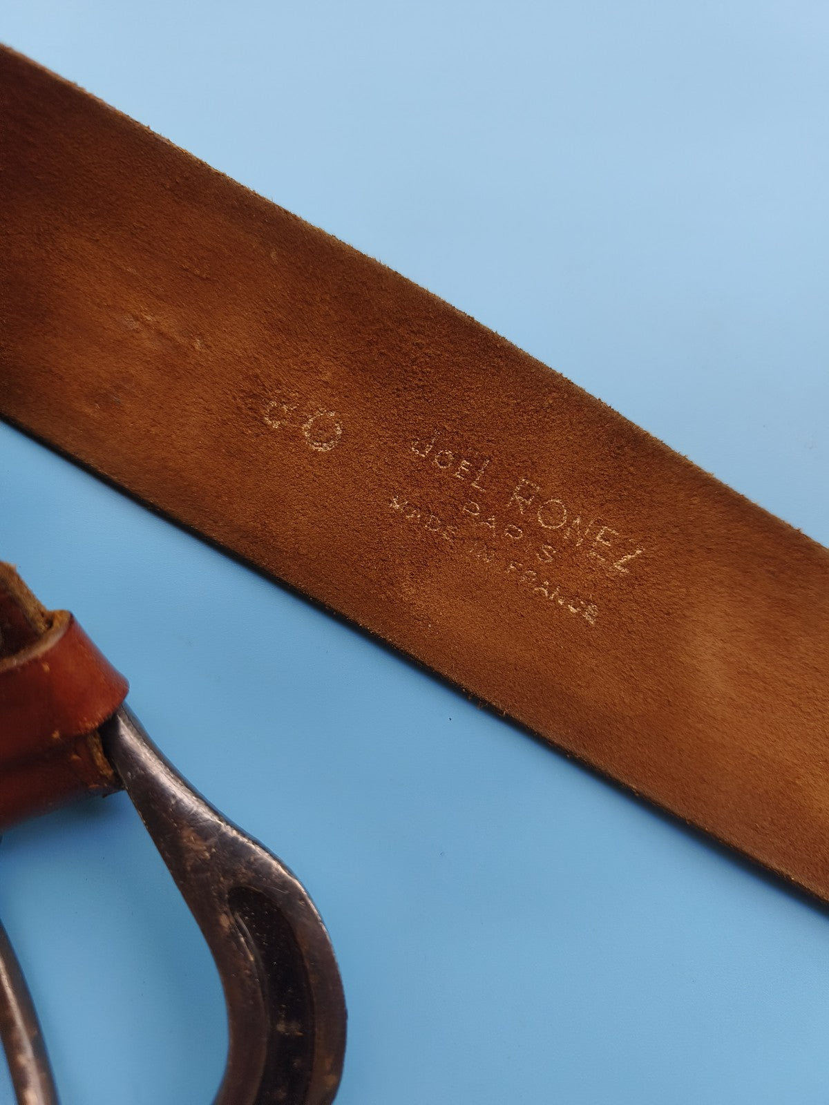 Ceinture vintage en cuir véritable Joel Ronez ancienne taille 80 rétro collectio