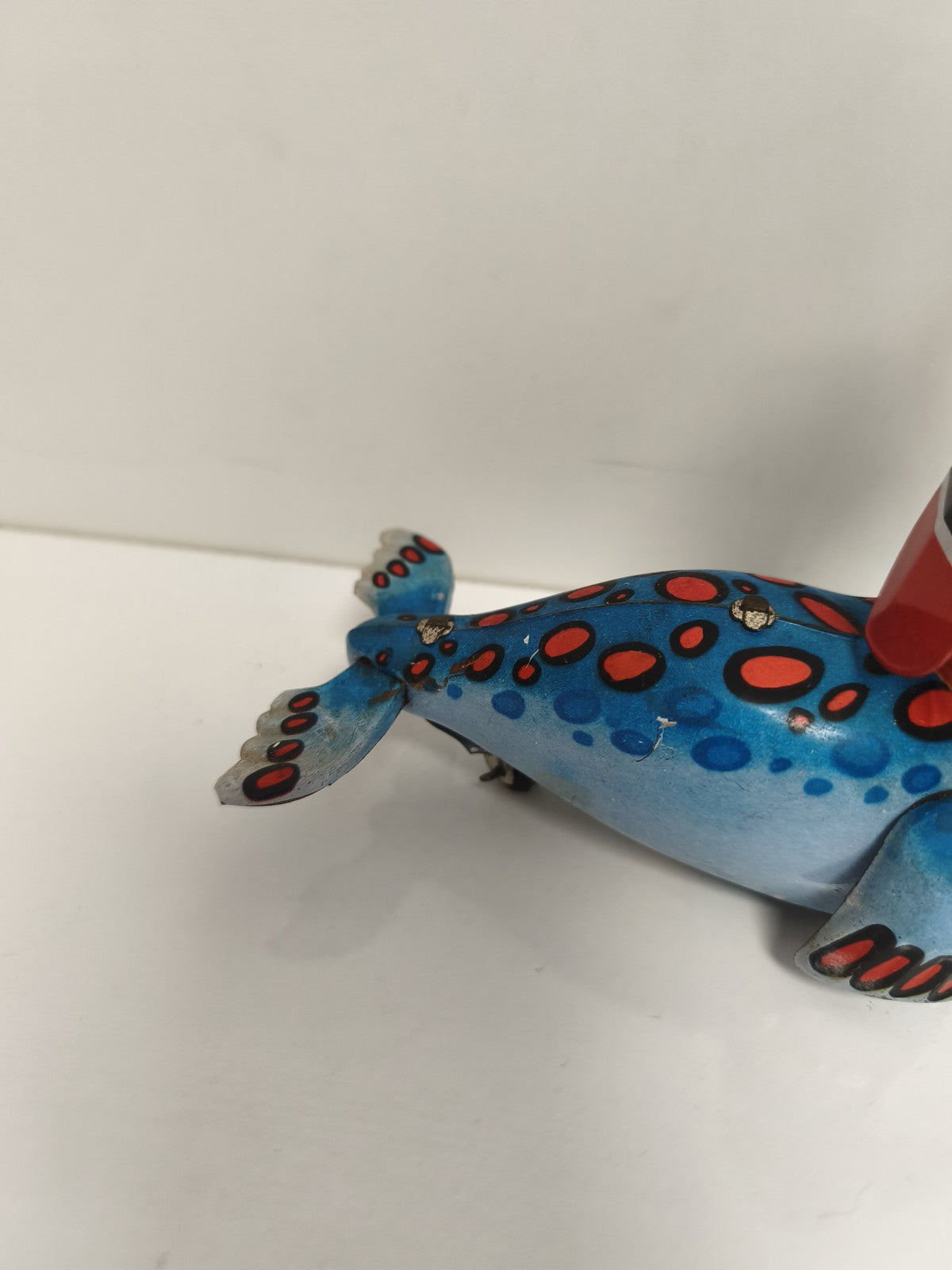 Jouet mécanique phoque cirque tôle peinte, tin toy seal, couleurs vives