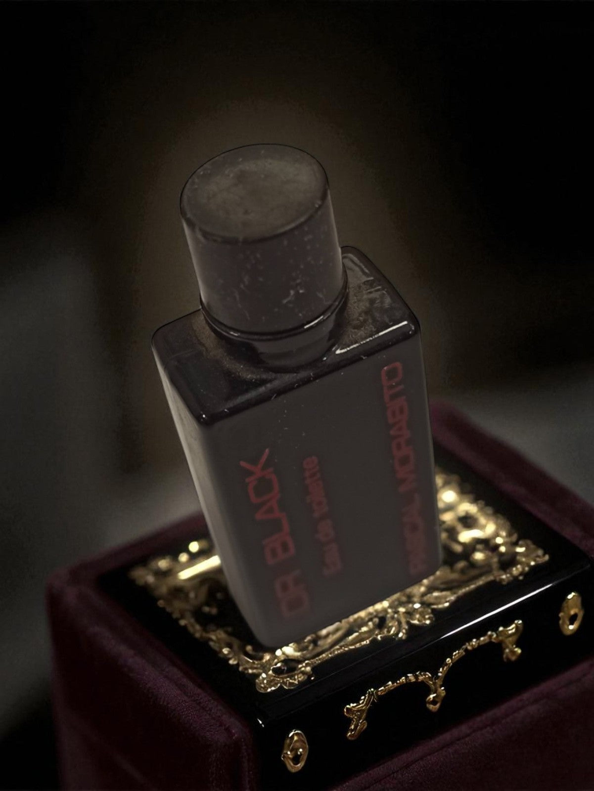 Miniature parfum Dr Black vintage, flacon rétro Rochas Morabito ancien