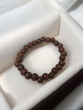 Bracelet perles rondes vintage aspect bois foncé rétro ancien