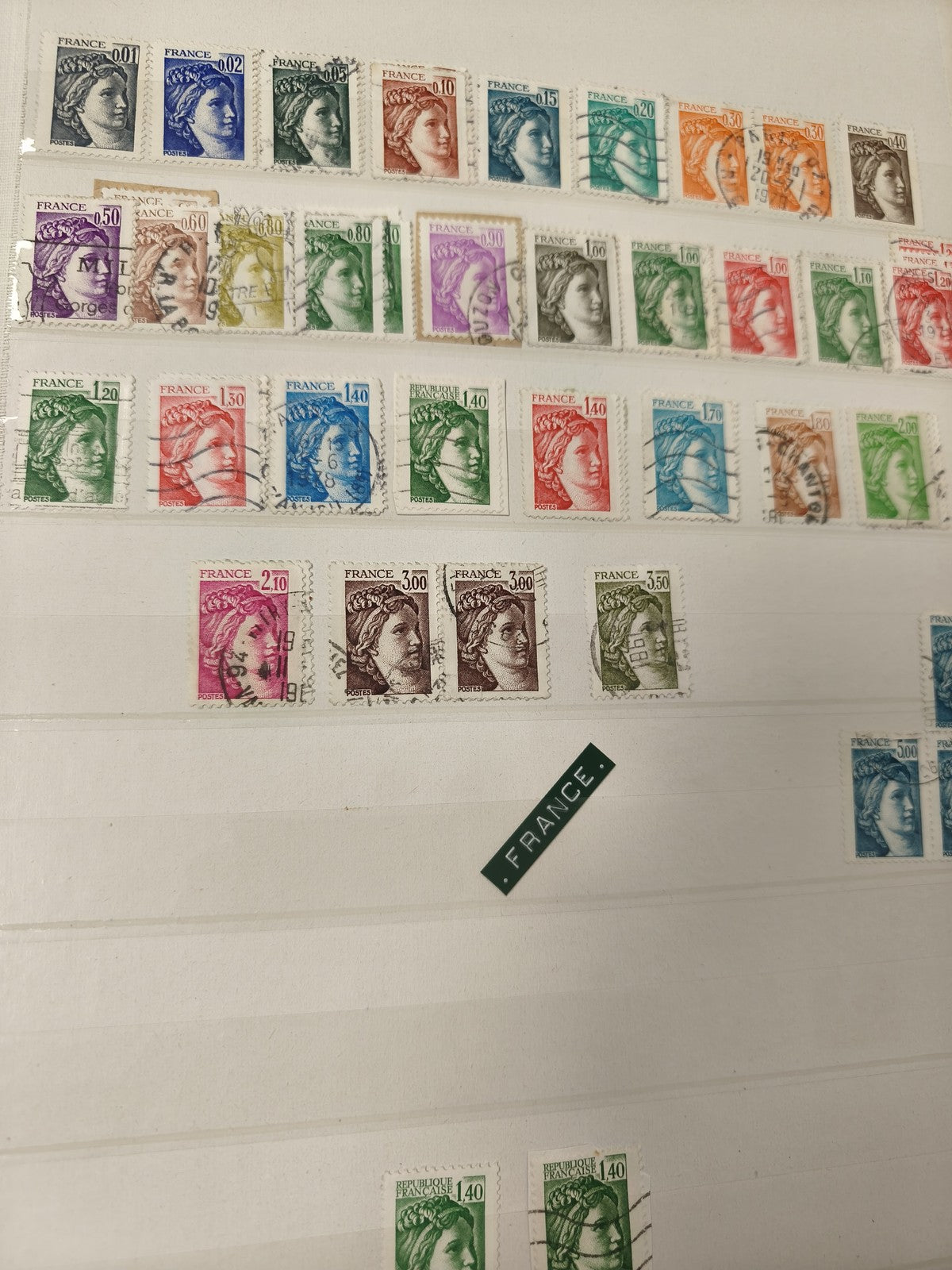 Lot anciens timbres oblitérés France Marianne multicolores collection philatélie