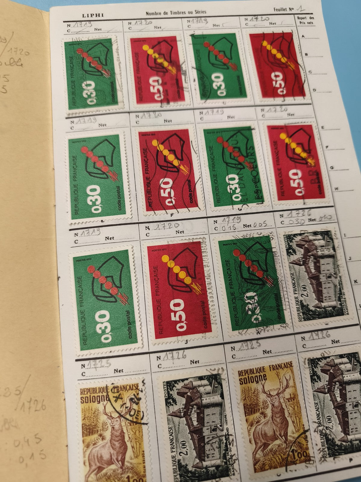 Lot timbres anciens en carnet philatélique, 80 pièces, collection France