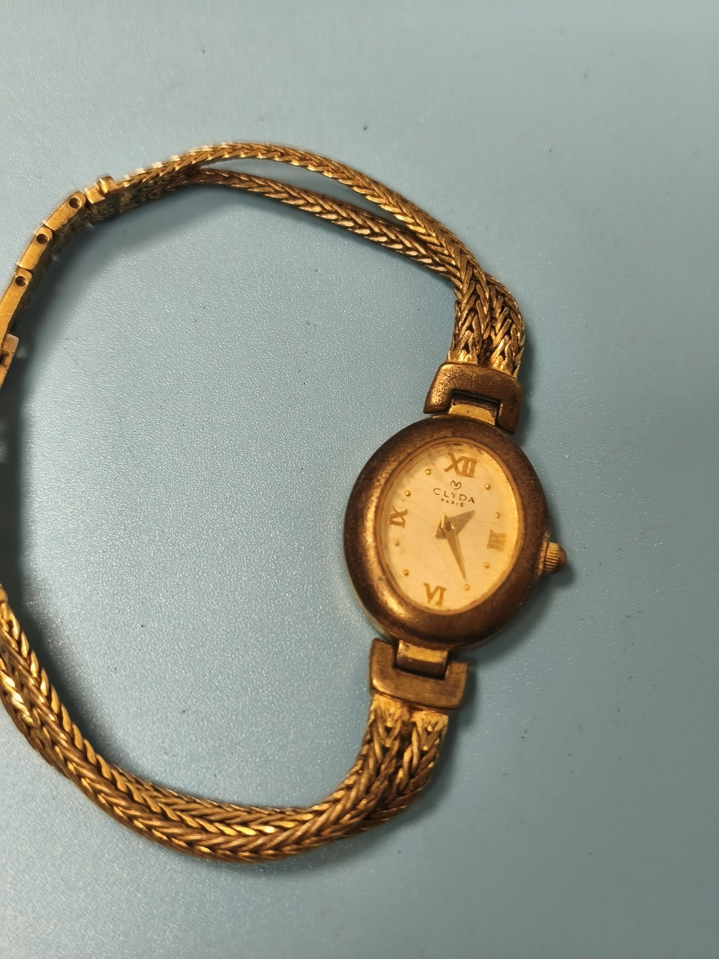 Montre femme vintage Clyda plaquée or, ancienne montre rétro collection
