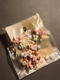Paire de boucles d’oreilles vintage papillon pastel deadstock fantaisie rétro