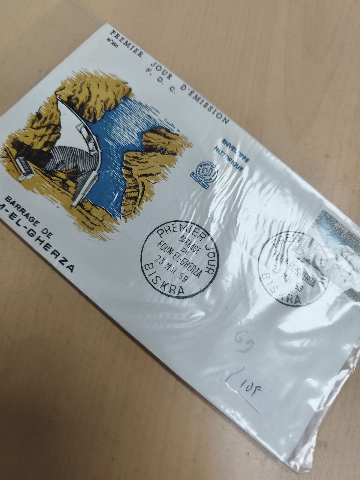 Enveloppe Premier Jour FDC Barrage Foum El-Gherza Algérie 1959 Biskra philatélie