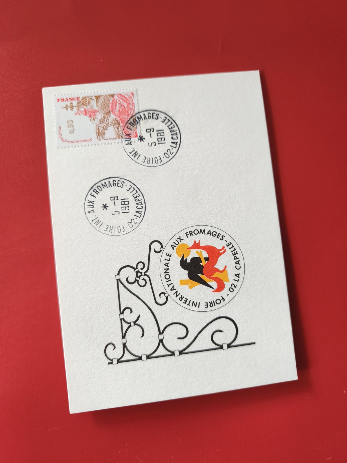 Carte postale philatélie Foire Internationale Fromages La Capelle 1981 timbre