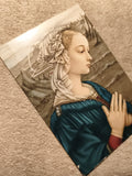 Reproduction d’art Renaissance femme profil bleu impression décorative (Ref 13)