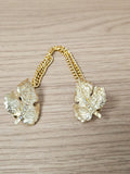 Vintage broche feuille dorée rétro, épingle pull ancien élégante collection