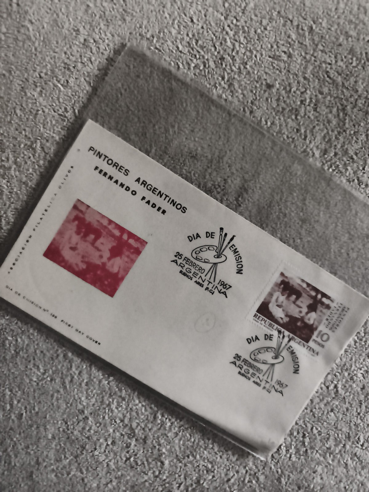 Lettre premier jour Argentine 1957 Pintores Argentinos Fernando Fader philatélie
