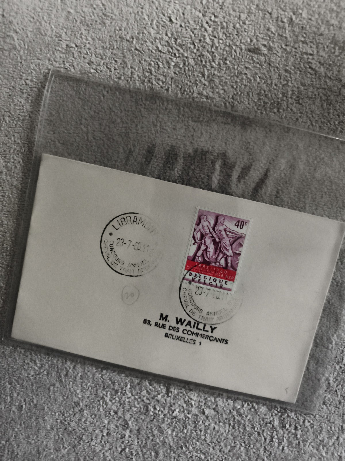 Lettre affranchie Belgique 1960 timbre 40c oblitéré Philatélie (Ref 1)