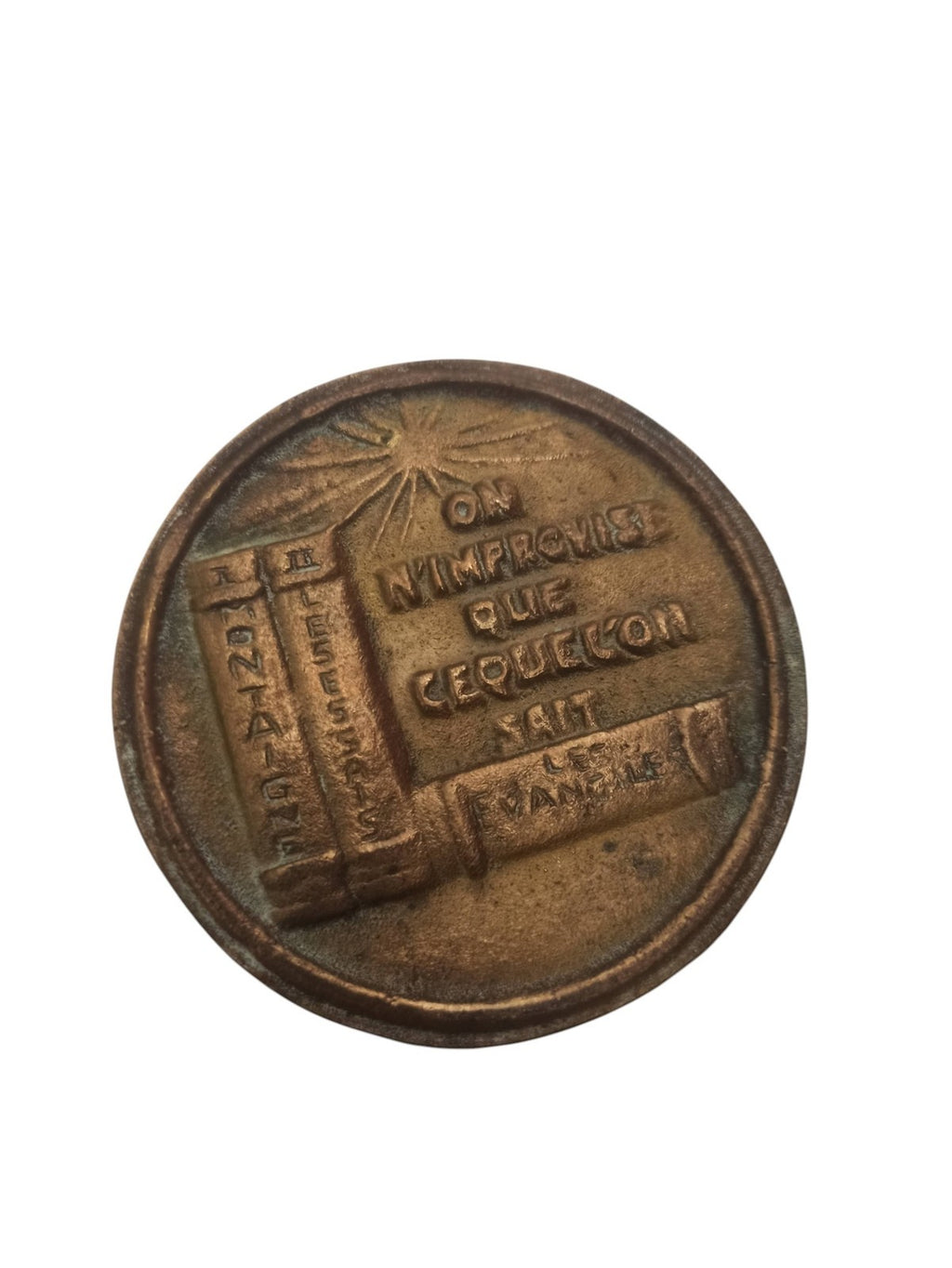 Médaille ancienne Paul Melizan Lycée Catholique Marseille bronze patiné