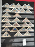 Timbres triangulaires Lituanie série complète, motifs historiques, philatélie