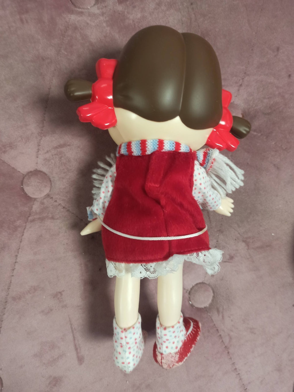 Poupée vintage Peko-Chan Milky vinyle souple robe rouge Japan figurine déco