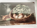 Carte postale ancienne nature morte panier œufs laitue légume vintage CPA