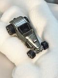Voiture miniature vintage métal, Hot Rod rétro, finition argentée, occasion