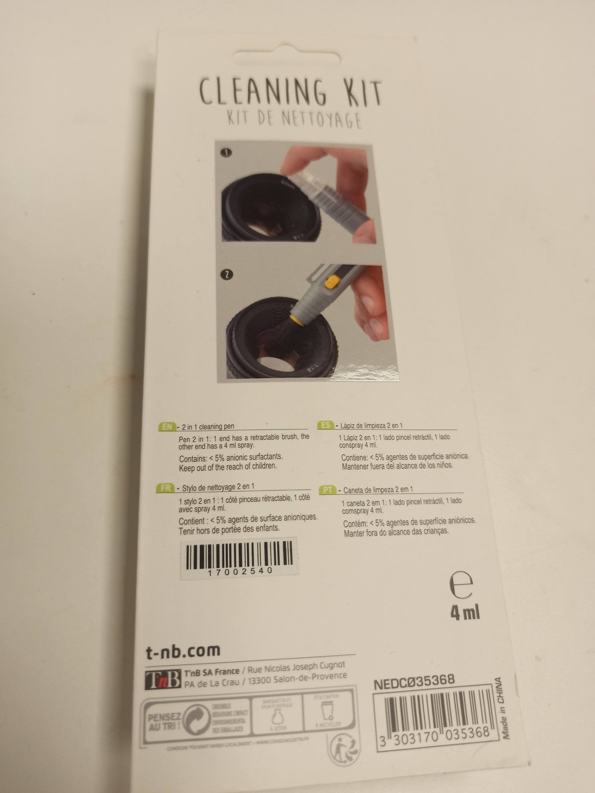 Kit de nettoyage capteur TNB pour appareil photo numérique, entretien optique