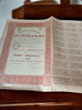 Action Soie Artificielle de Myszków années 1920 ancien titre bourse vintage