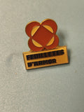 Vintage pin's Feuilletes d'Armor logo rétro jaune et orange collection