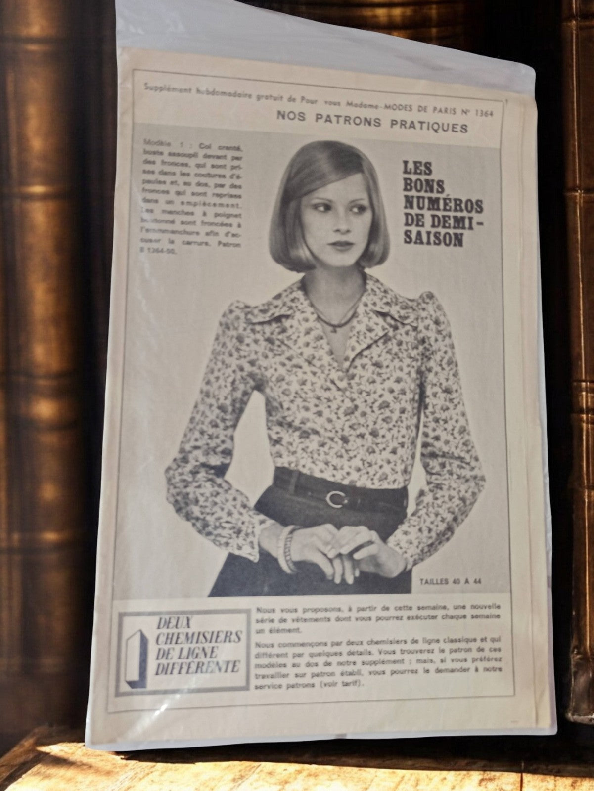 Patron de couture vintage Modes de Paris chemisier ancien rétro années 70