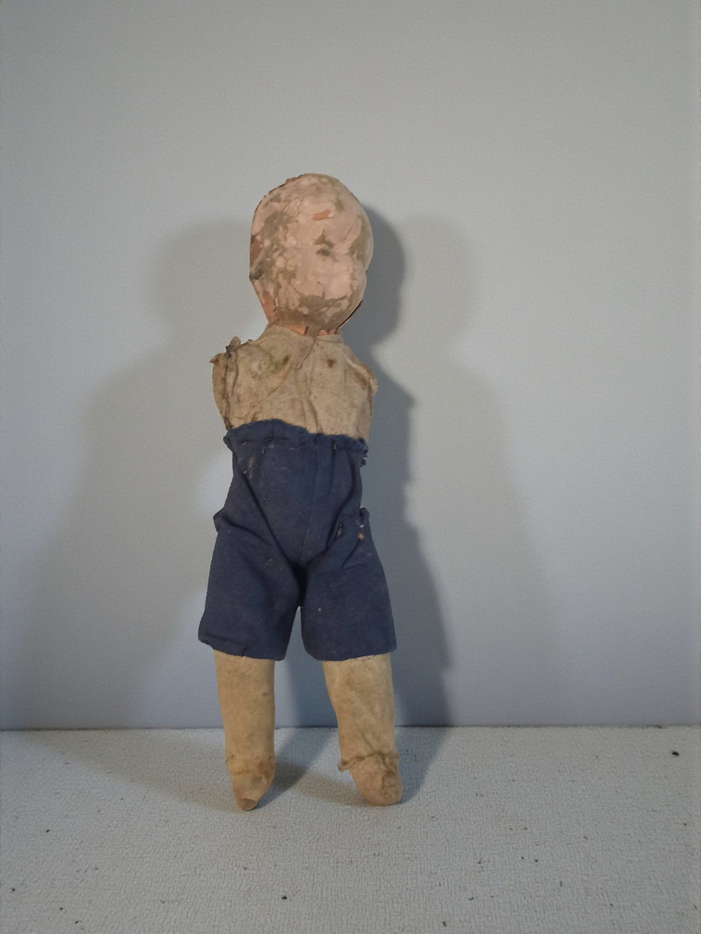 Poupée ancienne française XIXe, vêtement bleu, vintage rétro rare