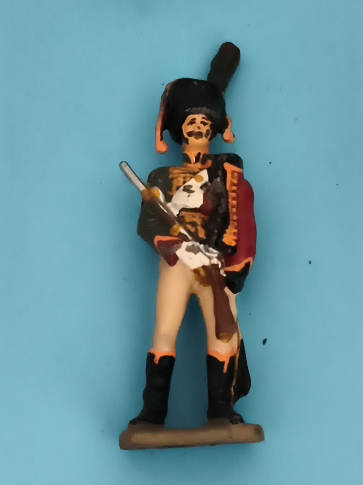 Figurine soldat ancien plomb uniforme empire hussard peint main vintage
