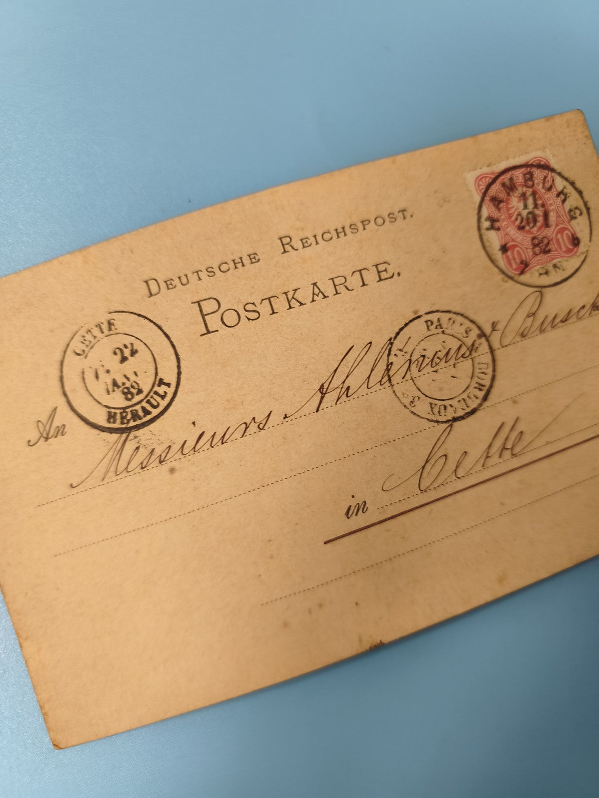 Ancienne carte postale oblitérée fin XIXe philatélie Allemagne (Ref 9)