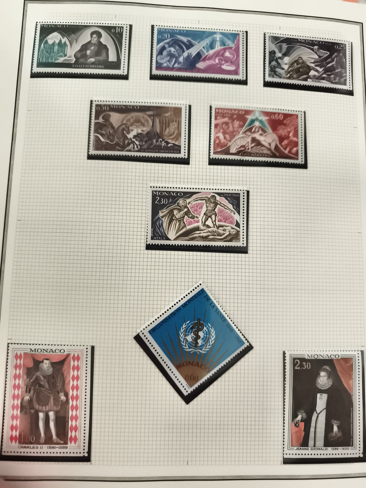 Timbres Monaco personnages historiques et thématiques ONU philatélie