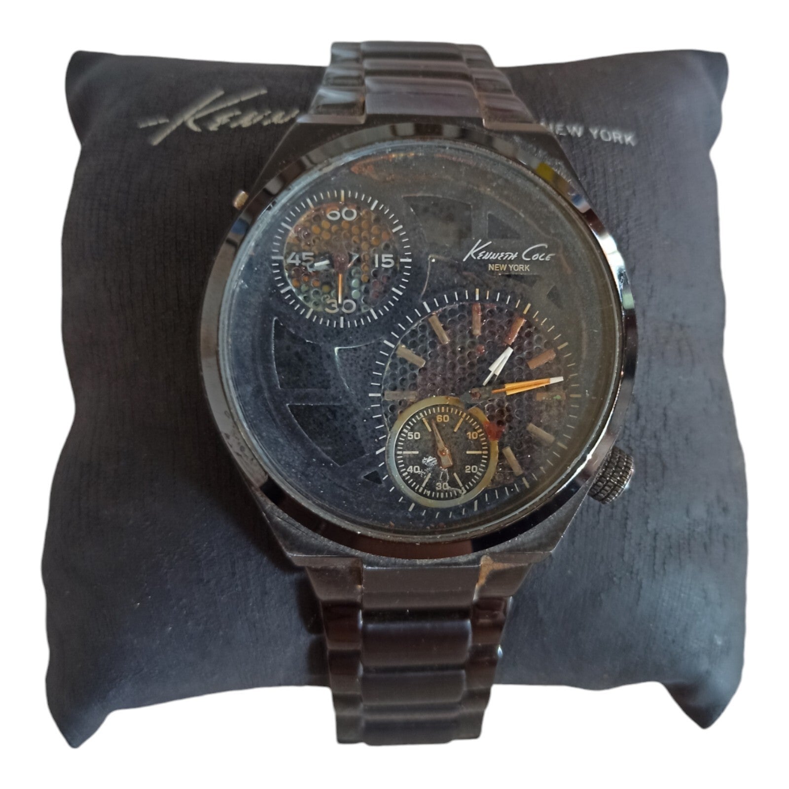 Montre Kenneth Cole New York chronographe vintage noir multi-cadrans homme