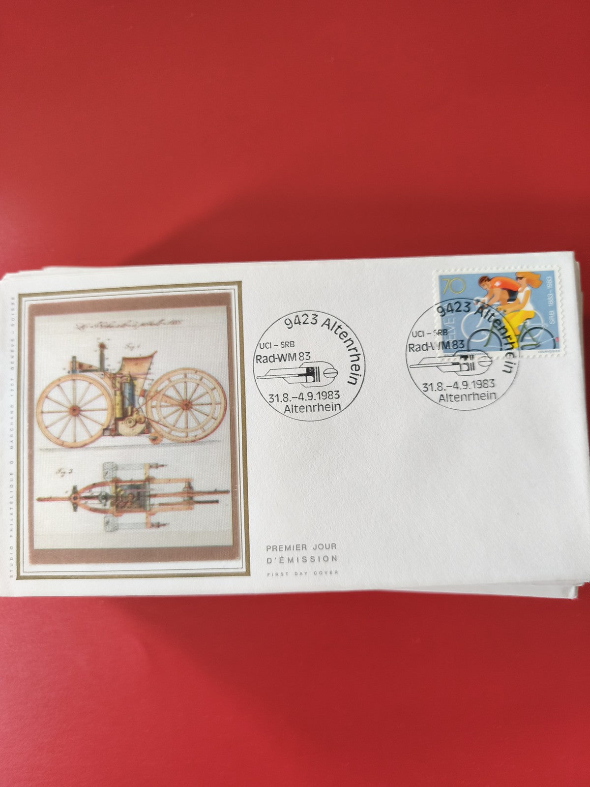 Enveloppe philatélie premier jour vélo Rad-WM 83 Altenrhein 1983 timbre sport