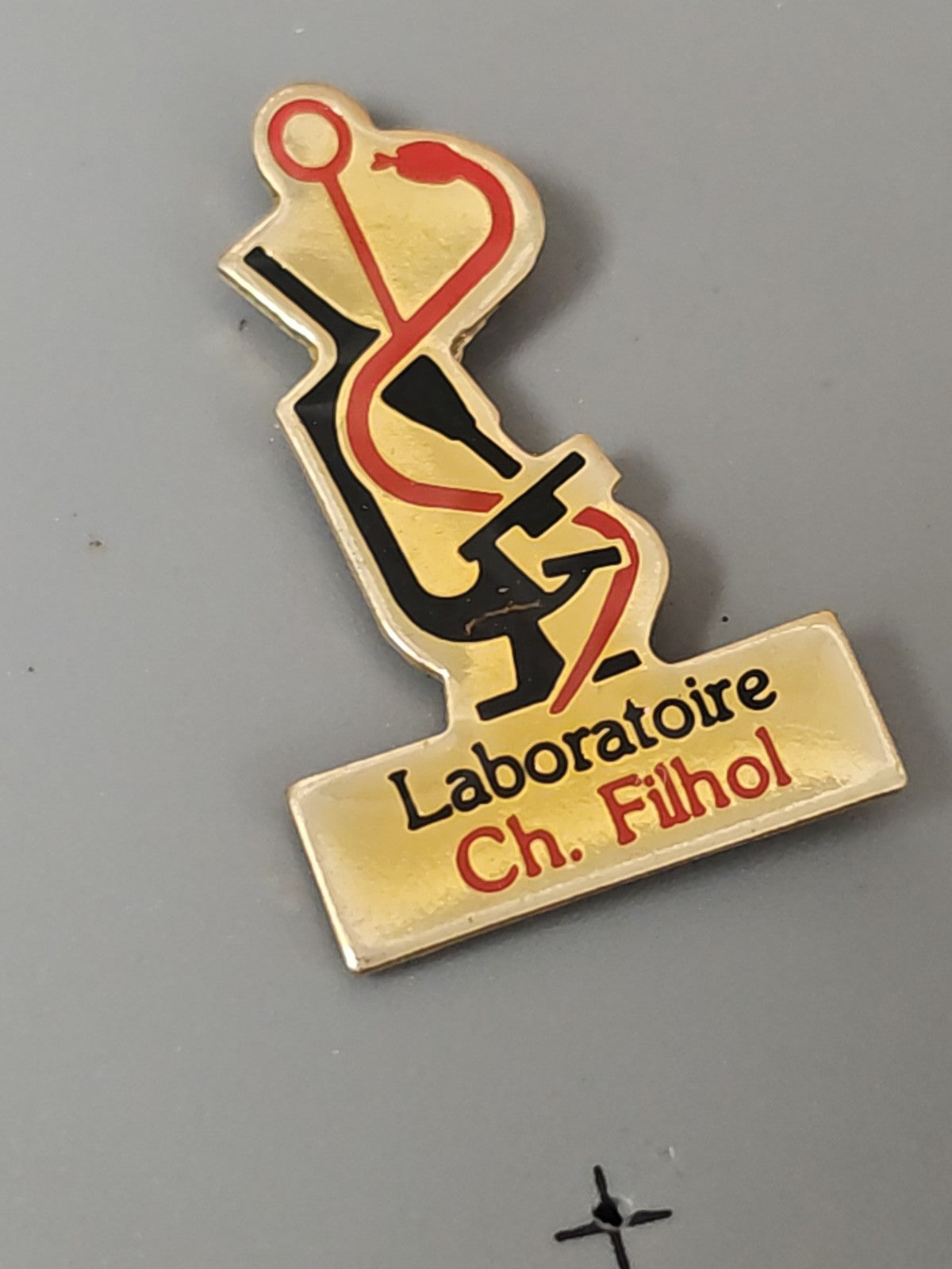 Vintage retro pin old CH Fihol laboratory badge rare vintage collection France