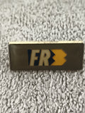 Pin's vintage FR rectangle jaune bleu, badge ancien, logo rétro (Ref 6)