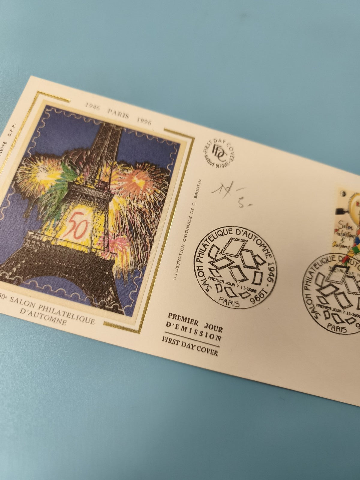 Enveloppe FDC Paris 1996 timbre Salon Philatélique d?Automne Tour Eiffel feu d?a