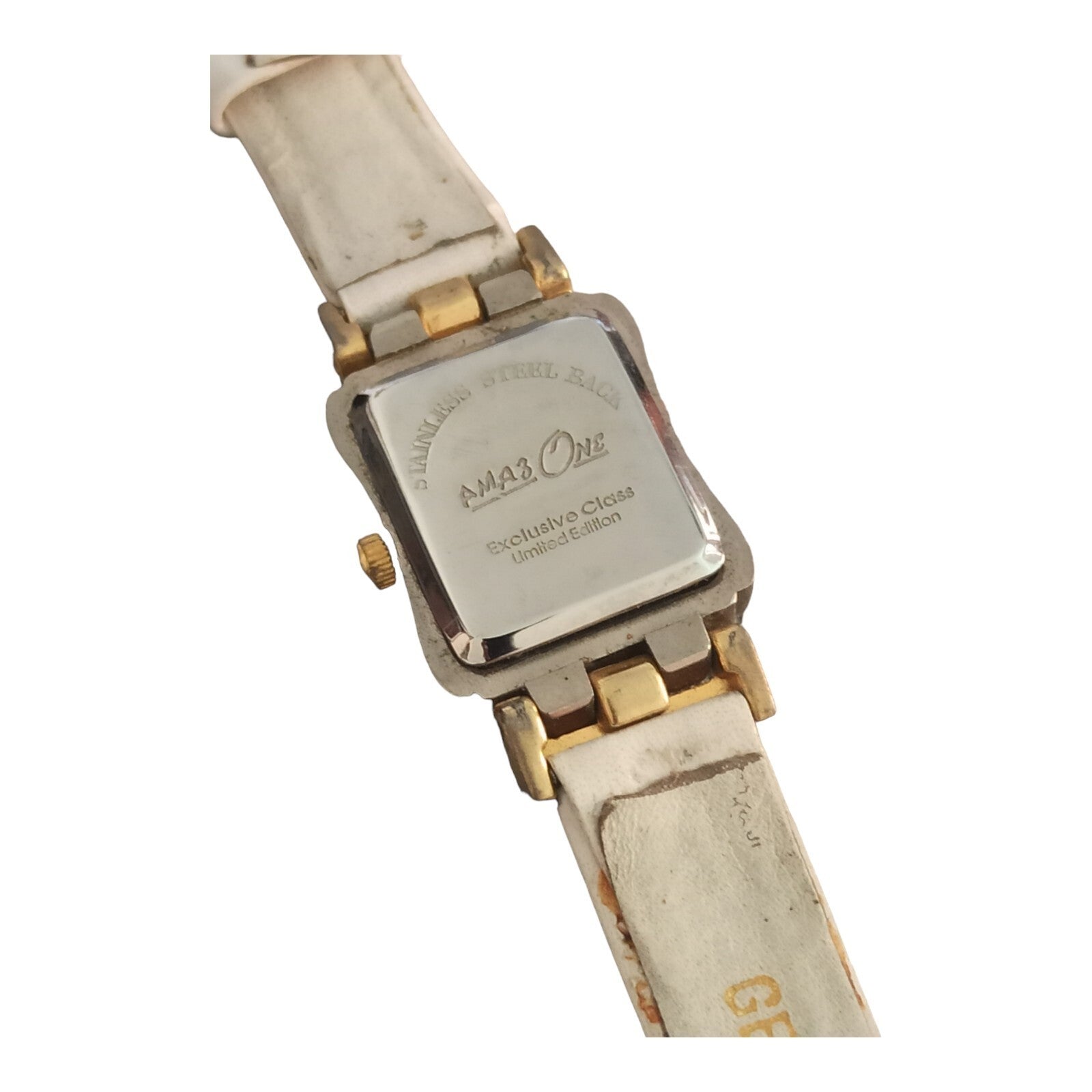 Montre Amaz One vintage femme, quartz, cadran rectangulaire, bracelet clair