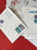 Lot d?enveloppes philatélie oblitérées Suisse, timbres Helvetia, motifs variés