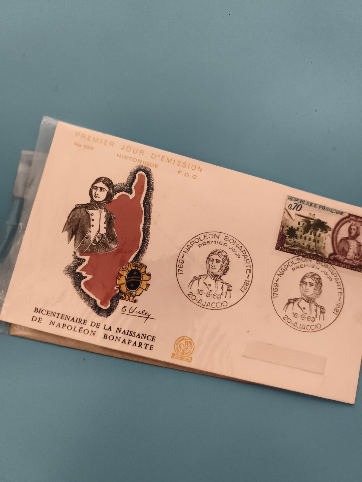 Lettre FDC Napoléon Bonaparte Ajaccio 1969 bicentenaire philatélie France