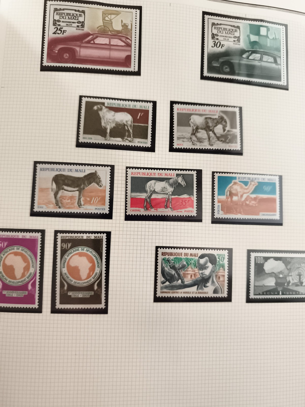 Timbres neufs République du Mali anciens thèmes véhicules animaux Afrique