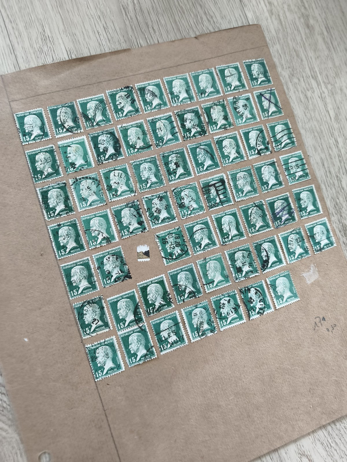 Gros lot timbres anciens Marianne 15c vert, planche philatélie d'étude France