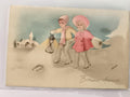Carte postale ancienne Bonne Année hiver illustrée enfants vintage CPA