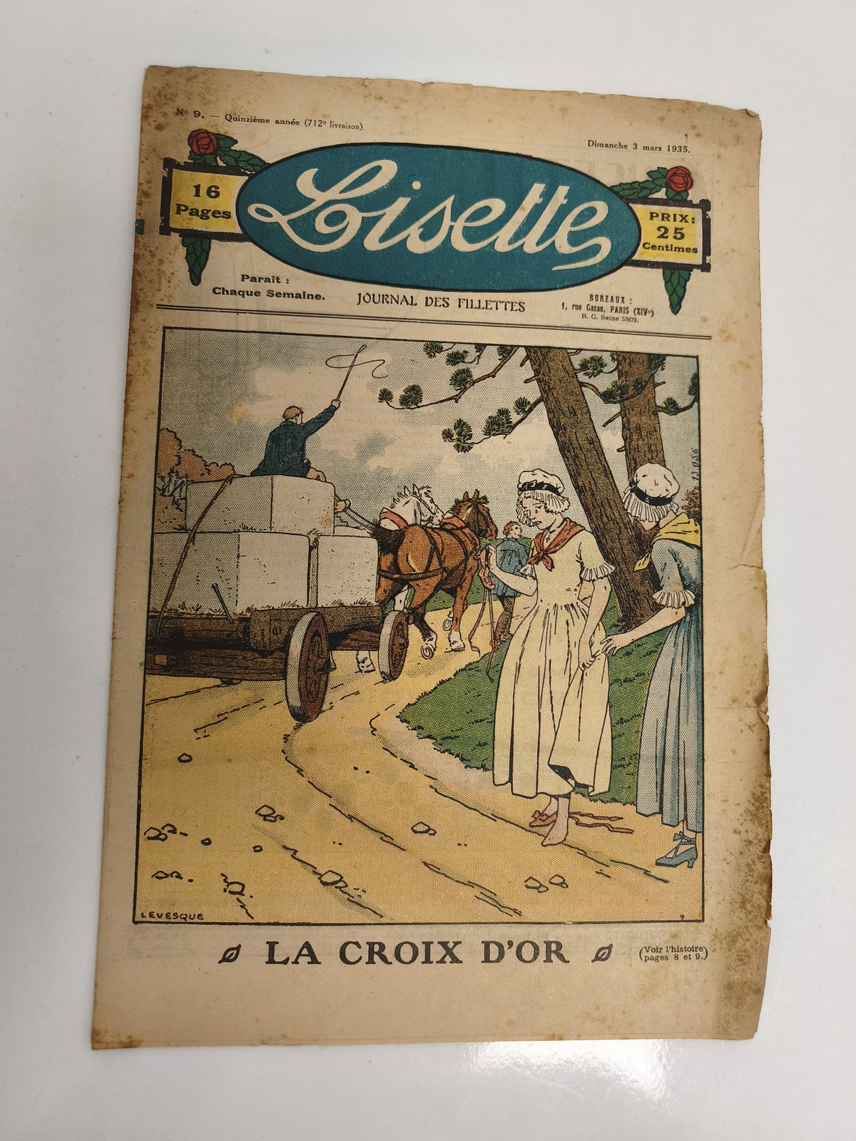 Journal ancien Lisette 1935, 16 pages, couverture illustrée, La Croix d'Or