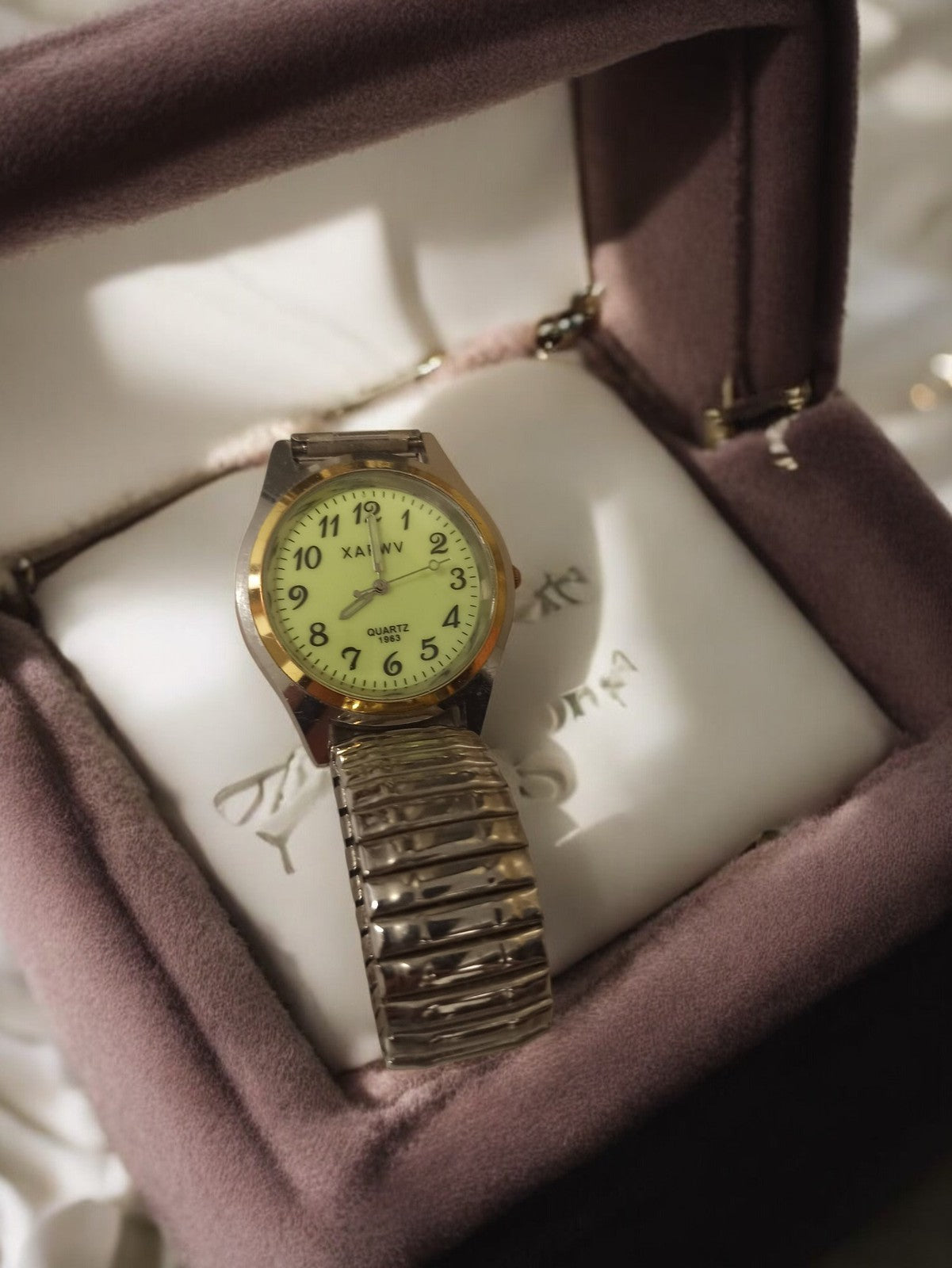 Montre homme quartz XIANWN vintage rétro, bracelet extensible, à restaurer