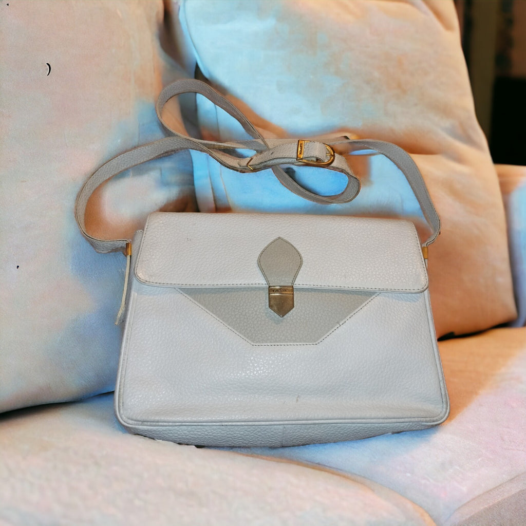 Sac bandoulière Lanvin vintage blanc, fermeture à rabat, authentique