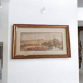 Tableau ancien paysage Villecroze Draguignan aquarelle signée cadre doré